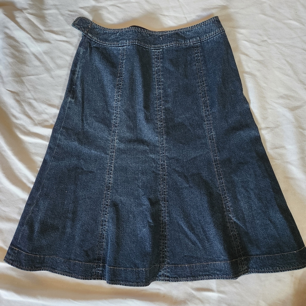 Garnet Hill Denim Skirt Womens 6 Blue A Line Casual Midi Skirt - Picture 6 of 11